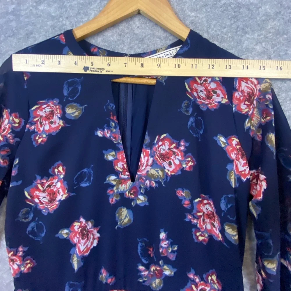 Abercrombie & Fitch Floral Navy Shorts Romper Jumpsuit Sheer Sleeves‎ Size 2
